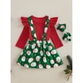 thumbnail image 6 of Newborn Baby Girl Christmas Outfits Ruffle Long Sleeve Romper Gingerbread Man Suspender Dress 3 6 9 12 18 Months Fall Winter Clothes, 6 of 8