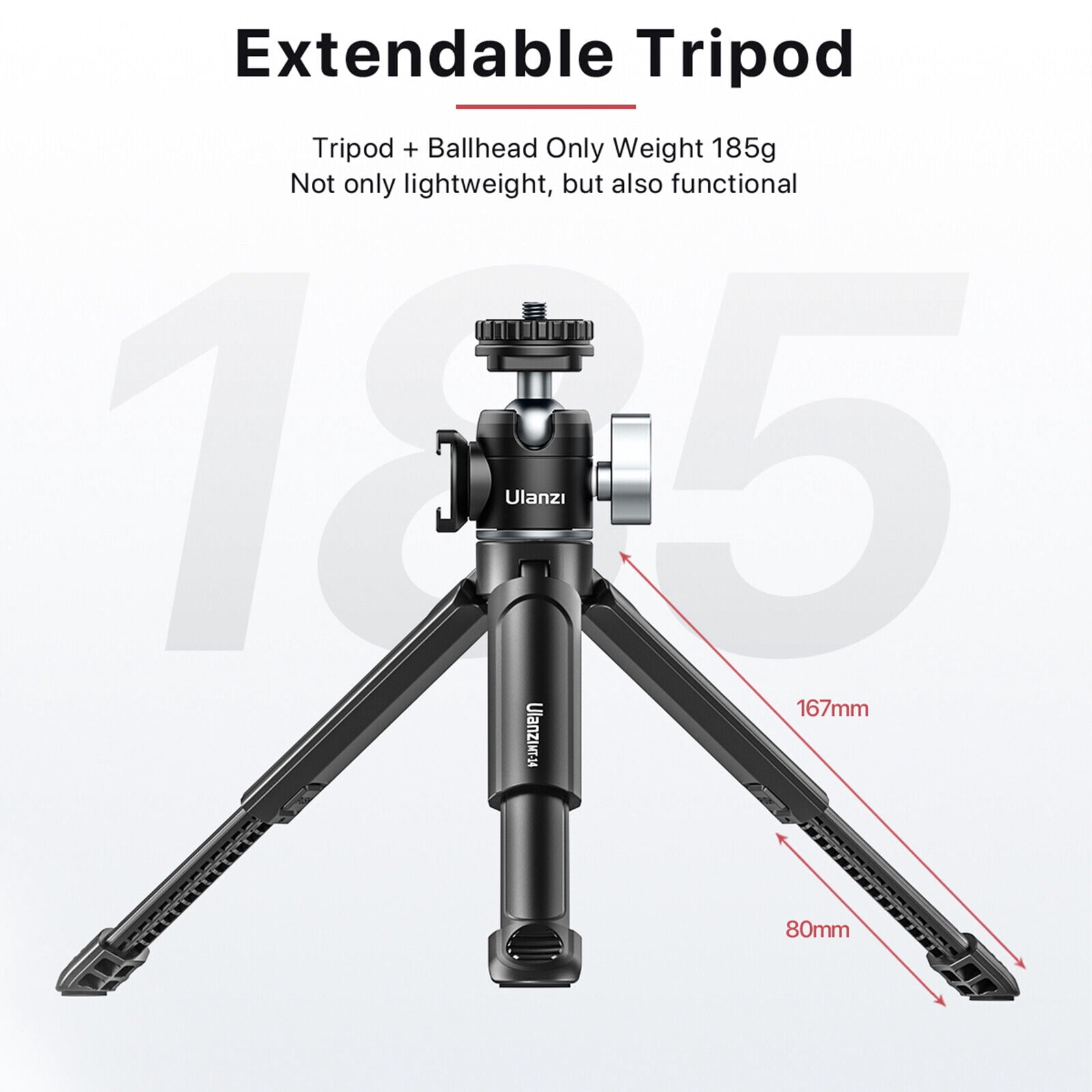 Ulanzi U-Vlog Lite Extendable Tripod with Dual Cold Shoe Mounts for Smartphones & Cameras 360° Ball Head, High Load Capacity, Lightweight Portable Vlogging Tripod for Livestreaming