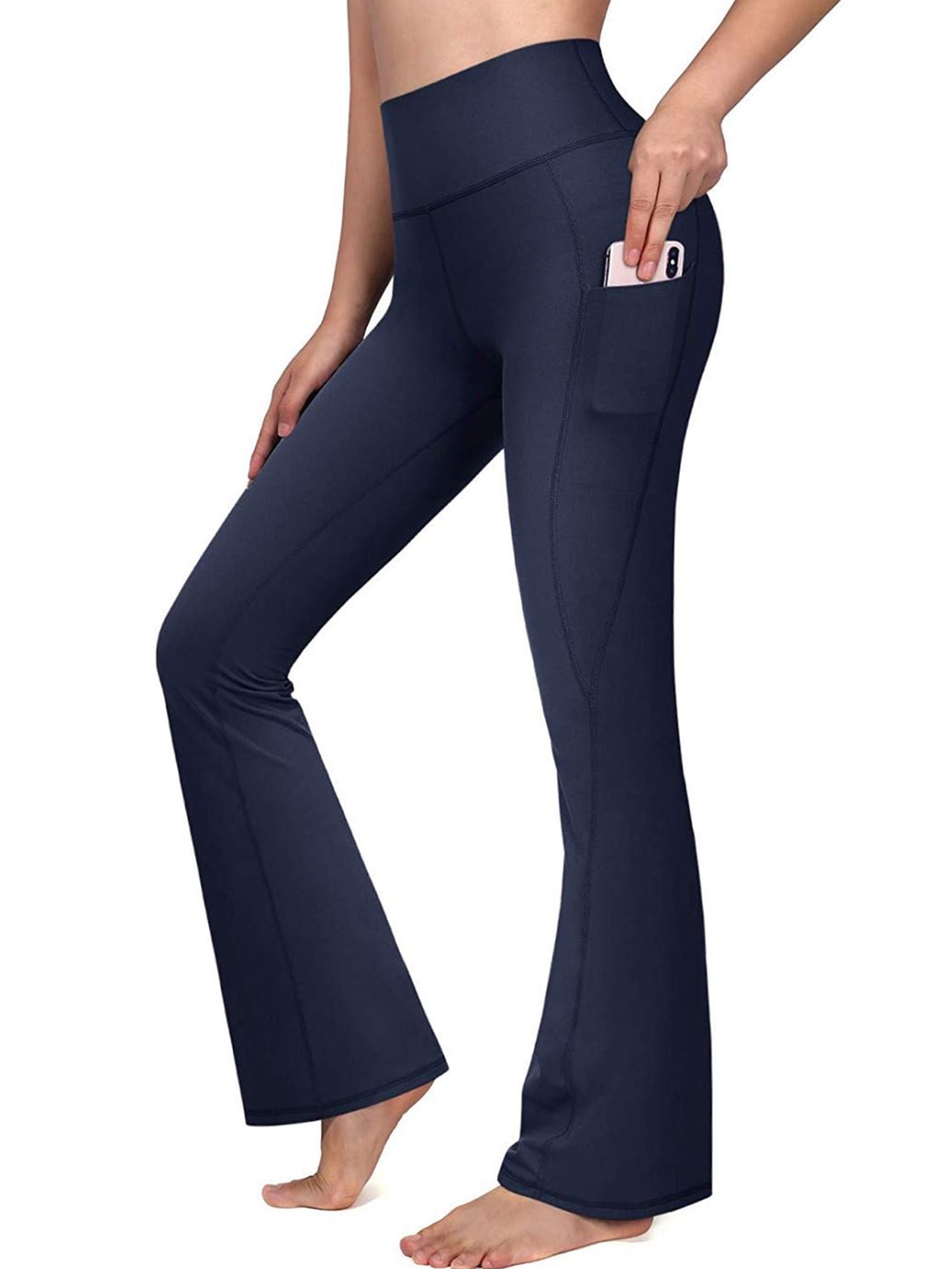 Womens Flared Leg Yoga Pants Bootcut Trousers Casual Fitness Stretch Bottoms 