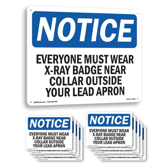 Everyone Must Wear X OSHA Notice Aluminum Sign 10 Inch x 7 Inch - 10 Pack