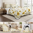 thumbnail image 6 of King Quilt Set 96''x106'', Sunflower Bees Lightweight Bedspread Coverlet Set with 2 Pillow Shams, Spring Summer Farmhouse Floral Watercolor Breathable All Season Quilt Bedding for Bedroom/Guest Room, 6 of 9