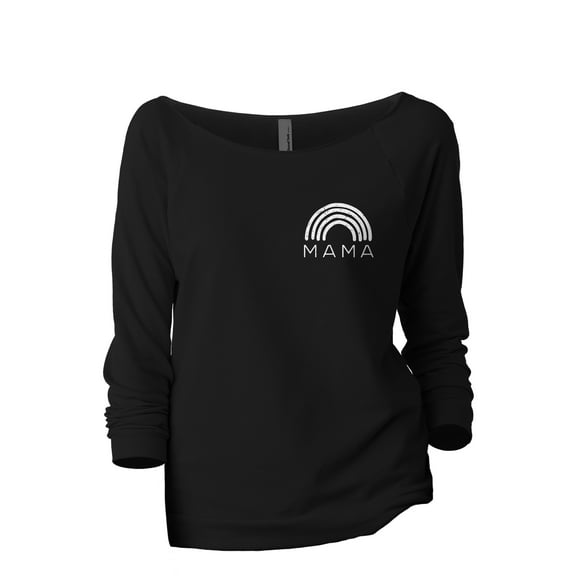 Rainbow Mama Women's Fashion Slouchy 3/4 Sleeves Raglan Lightweight Sweatshirt Black Large