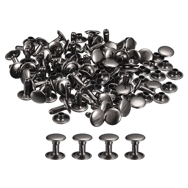 Unique Bargains 50 Sets Leather Rivets 9mm Double Cap Rivets 10mm Height Metal Studs Rivet, Gun-black