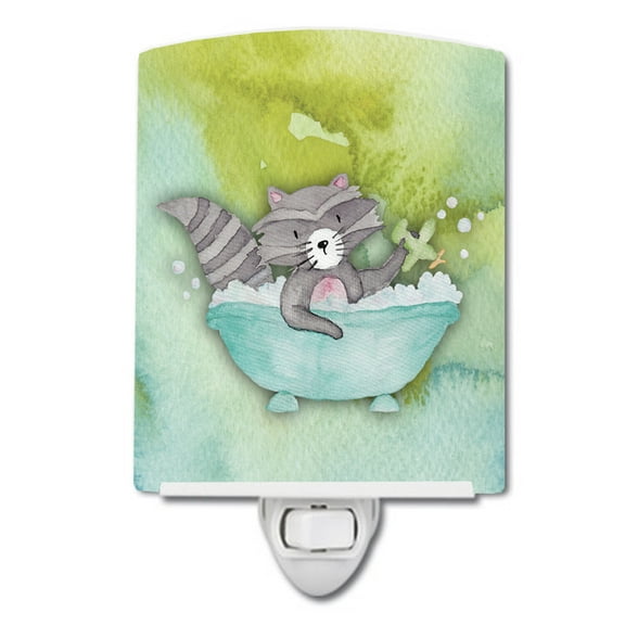 Caroline's Treasures BB7345CNL Raccoon Bathing Watercolor Ceramic Night Light, 6x4x3", multicolor