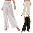 thumbnail image 5 of KOMOO Women Sheer Beach Pants Sunscreen See Through Elastic High Waist Pants Wide-Leg Trousers, 5 of 5