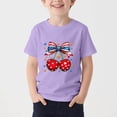 thumbnail image 2 of Kukoosong Kids Patriotic Print T-Shirt, Boys Girls American Flag Bow 4th of July Graphic Tee, Short Sleeve Casual Holiday Tops, 2 of 6