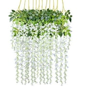 Fdyrgv 12 Pack 3.6 ft/Piece Artificial Fake Flowers Hanging Garland, White
