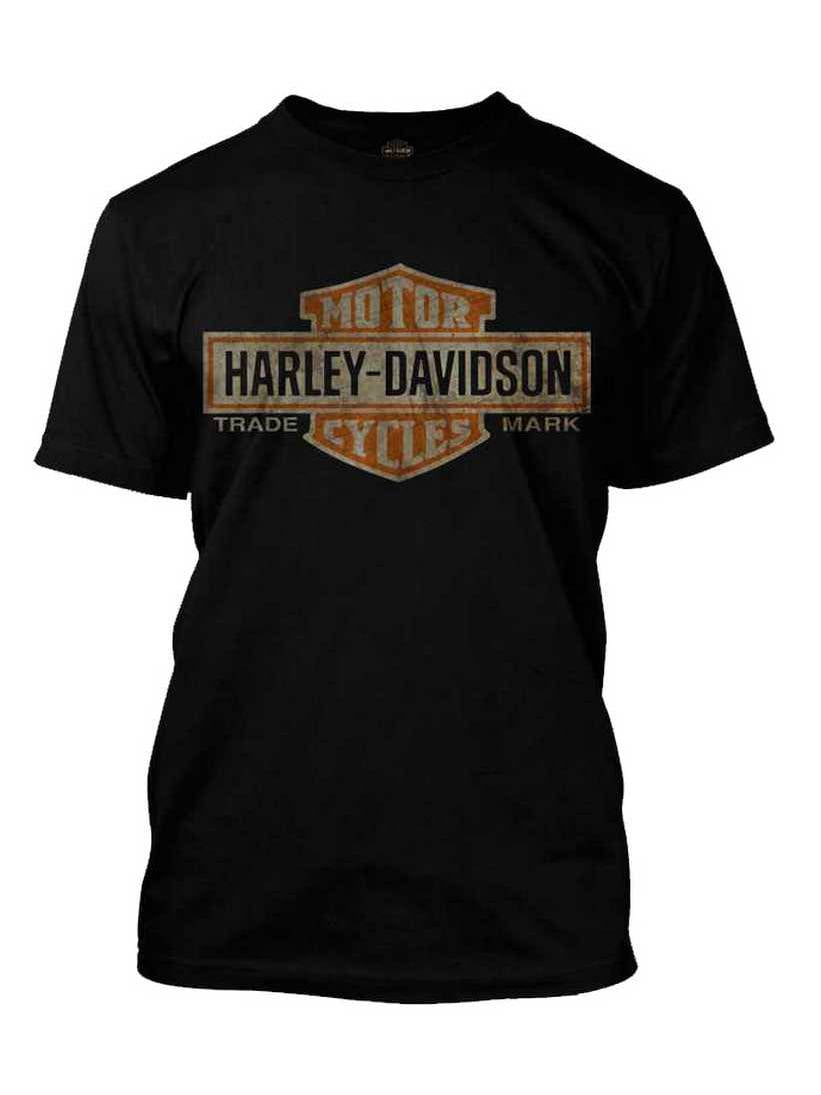 Men S Orange Bar Shield Black T Shirt 30290591 Harley Davidson Walmart Com