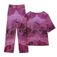 thumbnail image 4 of YABCSAZ Lounge Sets for Women 2 Piece Round Neck Tops Floral Printed and Elastic Waist Pants with Pockets Summer Casual Loose Soft Comfortable Sets, 4 of 4