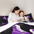 thumbnail image 5 of Manfei Kids Skating Lover Queen Comforter Set, Black Purple Sequin Print Bedding Comforter Set, Modern Sports Lover Bedding Set, Super Cozy Room Decor, 3-Piece, 5 of 8