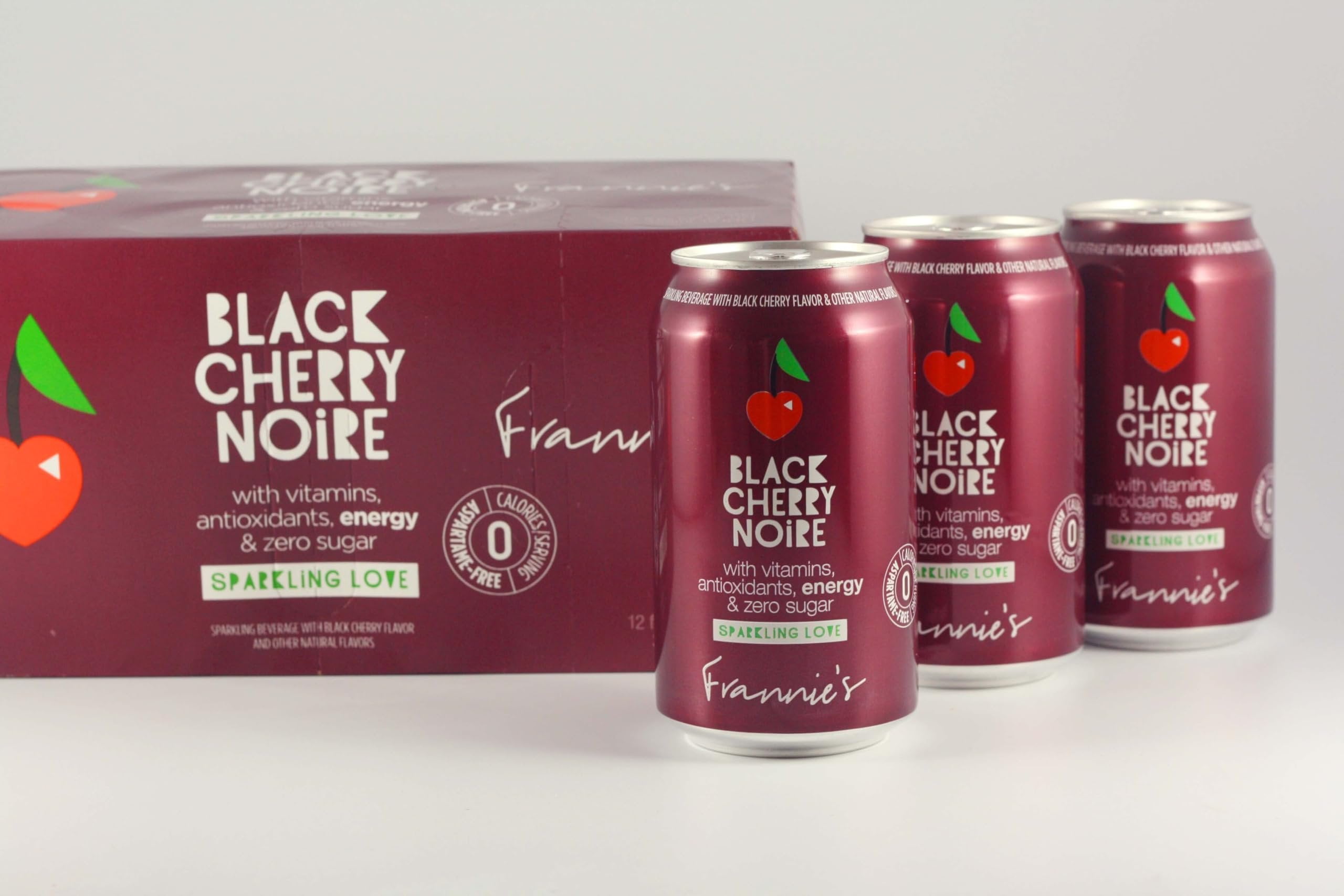 KauffmanTreats Frannie Sparkling Beverage- Zero Calories & Sugar, Aspertame Free: 24-Ct Case 12 Oz. Cans Black Cherry Noire