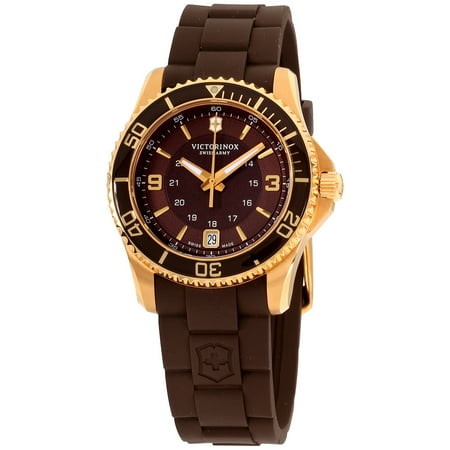 G&s Design - Victorinox Maverick GS Ladies Strap Watch - Brown & Gold-Tone Design
