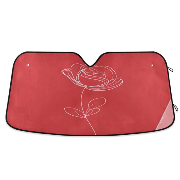 Iauyy Foldable Windshield Sun Shade for Cars, Interior Sun Protection for car UV Protection for Sedan/SUV/Truck, (S/M/L) Rose Logo