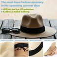 thumbnail image 5 of Panama Beach Hat for Women - 2 Pack Wide Brim Straw Hat for Summer Sun Beach Travel, Ivory and Tan Color, 5 of 10