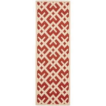 SAFAVIEH Courtyard Alvin Geometric Indoor/Outdoor Runner Rug, 2'3" x 8', Red/Bone