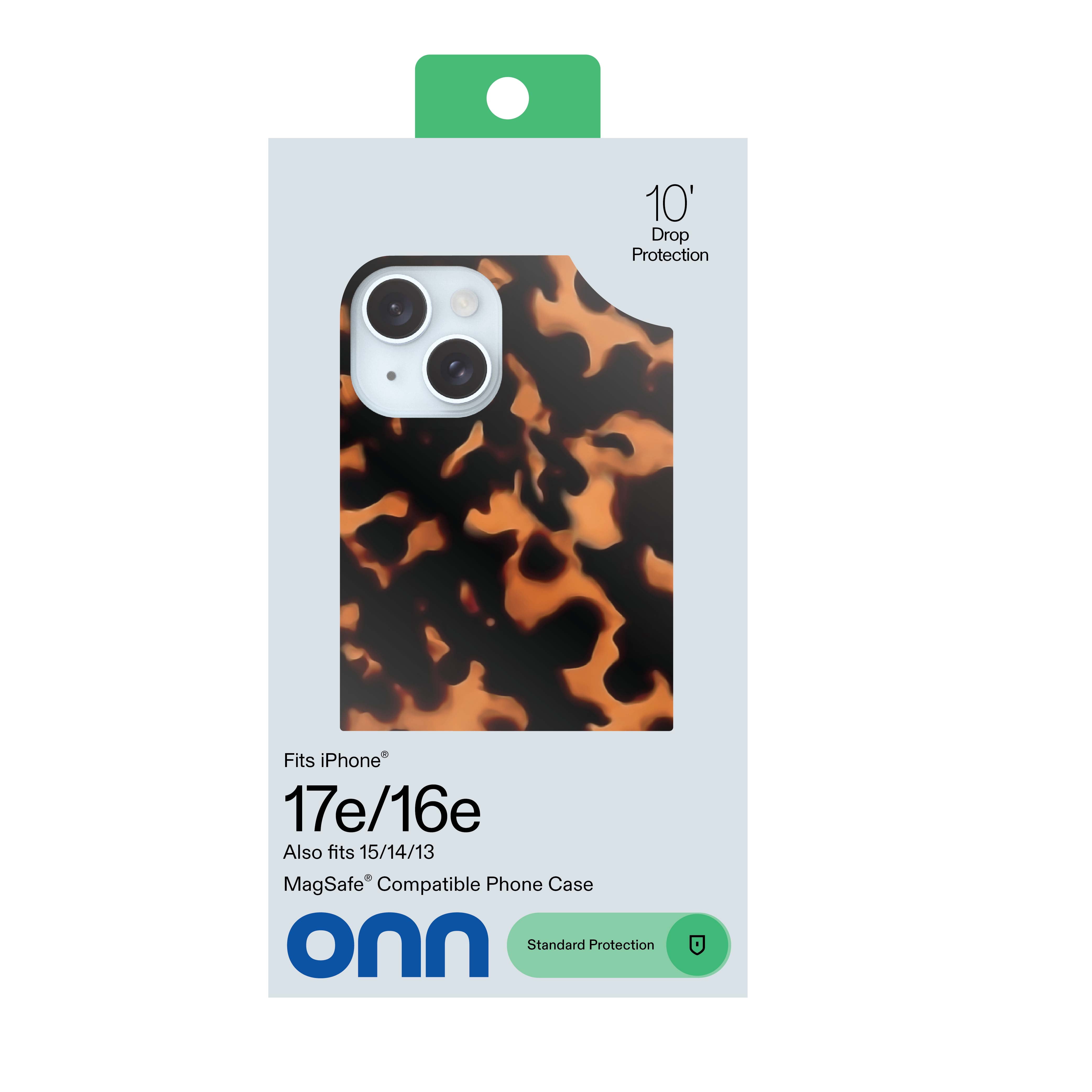 onn Phone Case for iPhone 17e / 16e / 15 / 14 / 13, MagSafe Compatible - Tortoise Shell