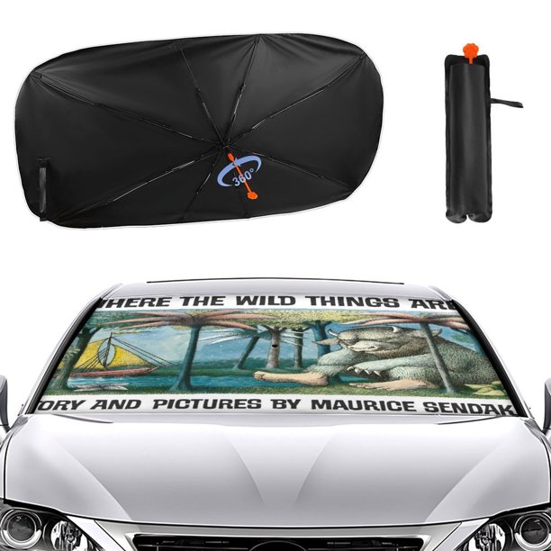 Donde Viven los Monstruos Sombrilla Solar para Auto - Protector de Parabrisas Plegable | Cortina Solar Delantero | Bloqueo UV y Aislamiento de Calor 133x73cm