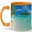 Orange, variant on Tropical Island Coffee Mug, Clear Blue Ocean Beach Palm Tree Design, 11 oz Ceramic Cup