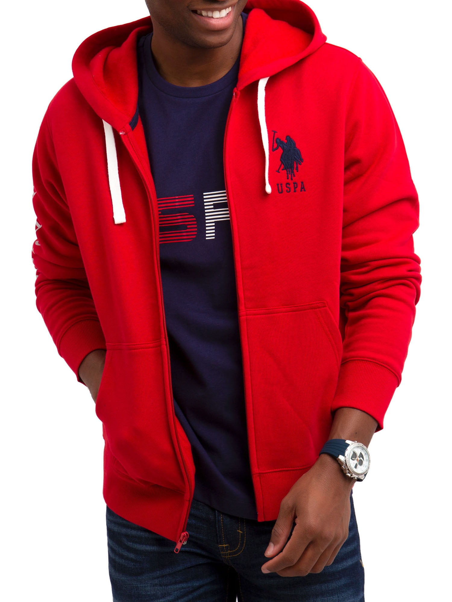 men's red full zip fleece