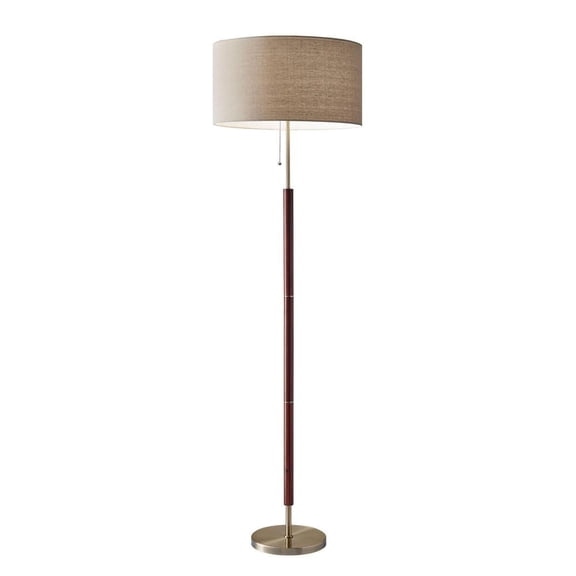 Adesso Hamilton 65.5" Pull Chain Smart Compatible Walnut & Antique Brass Floor Lamp