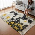 thumbnail image 6 of Bedroom Rug Carpet 3'x 5', Farmhouse Cow Washable Floor Carpet with Tassels, Spring Pastoral Yellow Floral Vintage Elegant Soft Floor Rug Mat for Patio, Balcony, Laundry, Room Decor, 6 of 9