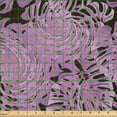 thumbnail image 2 of Ambesonne Tropical Fabric by the Yard Microfiber, Whimsical Palm Leaves Art, 10 Yards, Pale Lilac and Dark Brown, 2 of 2