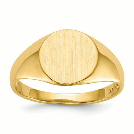signet gold ring 14k yellow engravable round mm 10mm