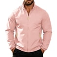 thumbnail image 3 of Men's Windproof Waterproof Jacket Stand Collar Casual Tops Lightweight Breathable Rain Jacket Hiking Fishing Running Work Outdoors Travel Essential | JASKFLY,Pink S, 3 of 9