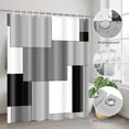 thumbnail image 5 of Orange Geometric Shower Curtain Set with Toilet Lid Cover and Non-Slip Rugs for Bathroom, Black White Grey Checkered 4 Pcs Shower Curtain, Modern Abstract Bathroom Set with 12 Hooks, 5 of 9