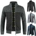 thumbnail image 1 of Casual Men Autumn Zip Thick Knitted Sweater Pockets Warm Slim Cardigan Coat, 1 of 8