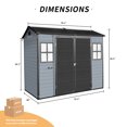 thumbnail image 7 of 8x4 FT Resin Storage Sheds Outdoor with Floor, Waterproof Plastic Sheds with 2 Windows and Lockable Door, Top Light Transmission Tool Shed for Backyard, Patio, Poolside, Bike, Gray, 7 of 7