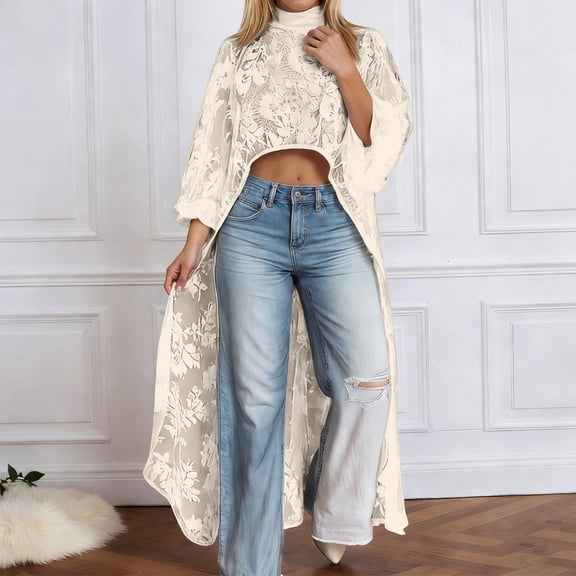 Womens Blouses Crewneck Long Sleeve Solid Color Basic Y2K T-Shirts Casual Summer Spring Lace Tops
