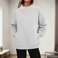 thumbnail image 2 of Women's Hoodless Solid Color Pullover Sweater with Side Pocket Long Sleeve Crewneck Soft Comfortable Casual Wear for Everyday Outfits Womens Casual Pullover Tops Long Sleeves Casual Shirts, 2 of 5