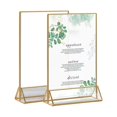 thumbnail image 4 of Sylvtty Acrylic Sign Holder Double Sided Gold Picture Frame Tabletop Stand Up Sign Holder Clear Display Stand for Flyer Menu Wedding Table Number Holder, 4 of 7