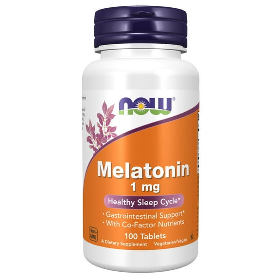 NOW Supplements, Melatonin 1 mg, with Co-Factor Nutrients, Healthy Sleep Cycle*, 100 Tablets