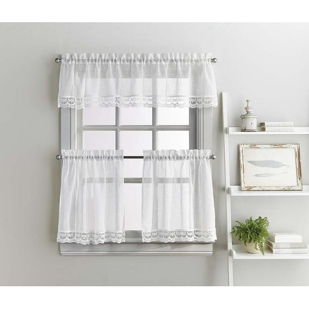 CHF Delicate Lace Valance & Tier Set White, 55