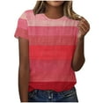 thumbnail image 1 of Pisexur Hauts d'Été pour Femmes, Hauts pour Dames, Hauts pour Femmes, Pull Décontracté à Manches Courtes Imprimé Col Rond Multicolore, L, 1 of 1