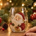 thumbnail image 2 of 6 Pcs Christmas Stemless Wine Glasses Set, Sparkling Rhinestone Beaded Holiday Beverage Tumblers, Santa Tree Snowman Glassware, Festive Xmas Party Drinkware Gift, 2 of 7