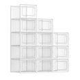 thumbnail image 1 of Cajas de Zapatos Plástico, Juego de 12 Organizadores de Almacenamiento, Caja Zapatero Plástico Plegable y Apilable para Zapatillas hasta talla 46, Transparente y Blanco, 1 of 7