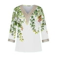 thumbnail image 4 of Womens Blouses Long Sleeve Fashion Women's Summer V-Neck 3/4 Sleeve Lace Splicing Print Casual T-Shirt Blouse, 4 of 5