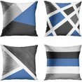 thumbnail image 1 of Set of 4 Throw Pillow Covers Modern Abstract Stripe Simple Geometric Acrylic Bold Decorative Pillow Cases Home Decor Square 18x18 Inches Pillowcases(Grey Blue), 1 of 5