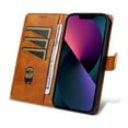 thumbnail image 6 of Designed for iPhone 14 Plus Case Wallet, Men Women Flip Folio Cover with PU Leather Stand Credit Card Holders Slots Wrist Strap Magnetic Clasp Phone Case for iPhone 14 Plus, Brown, 6 of 11