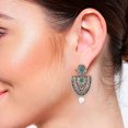 thumbnail image 3 of Efulgenz Indian Oxidized Jewelry Boho Vintage Tribal Antique Crystal Dangle Faux Pearl Drop Statement Earrings for Women, Green, 3 of 5