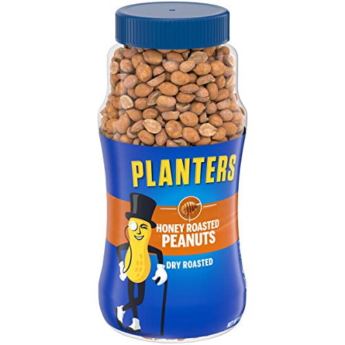 PLANTERS Honey Roasted Peanuts, Party Snacks, Plant-Based Protein, 16 oz Jar