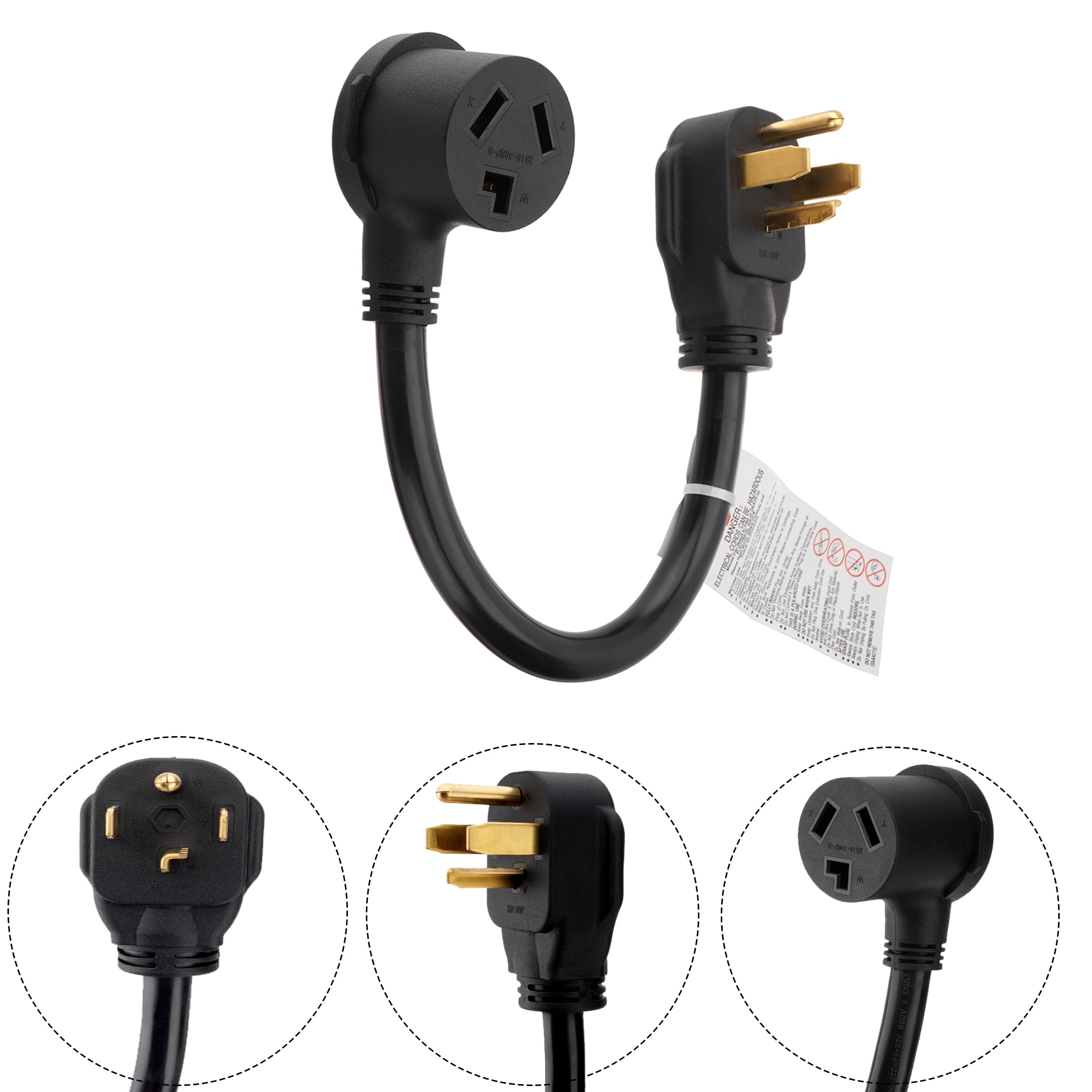 Nextirrer 1.5FT 3 Prong to 4 Prong Dryer Adapter, 4 Prone Dryer Outlet Adapter, 14-30P Male to 10-30R Female Receptacle for Old Clothes Dryer Converter, 30A, 250V