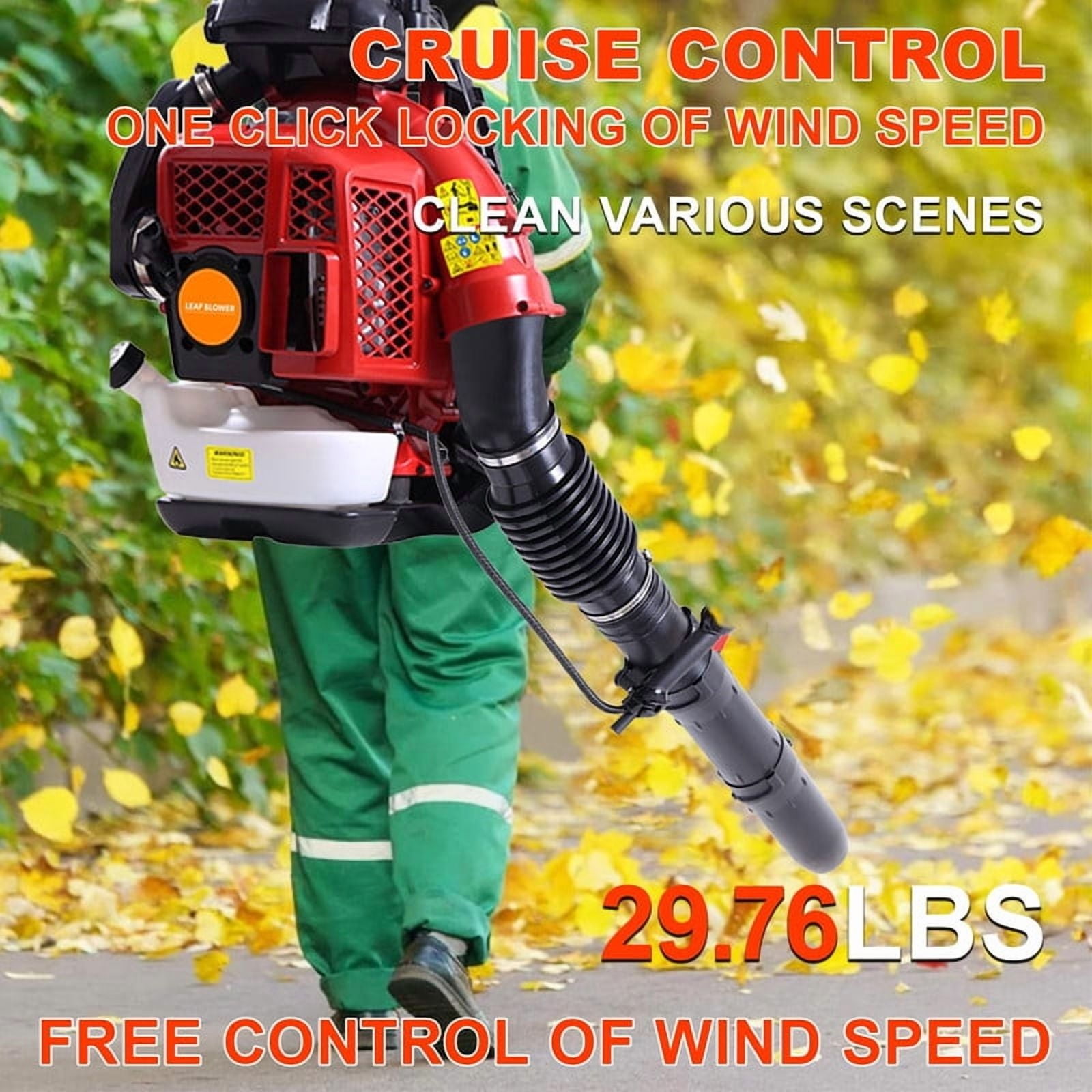 Backpack Gas Powered Leaf Blower, 80CC 900CFM 4.8HP 2-Cycle Grass Lawn Blower Air Cooling Gasoline Backpack Grass Blower with Air-Cooled, Snow Blower for Outdoor