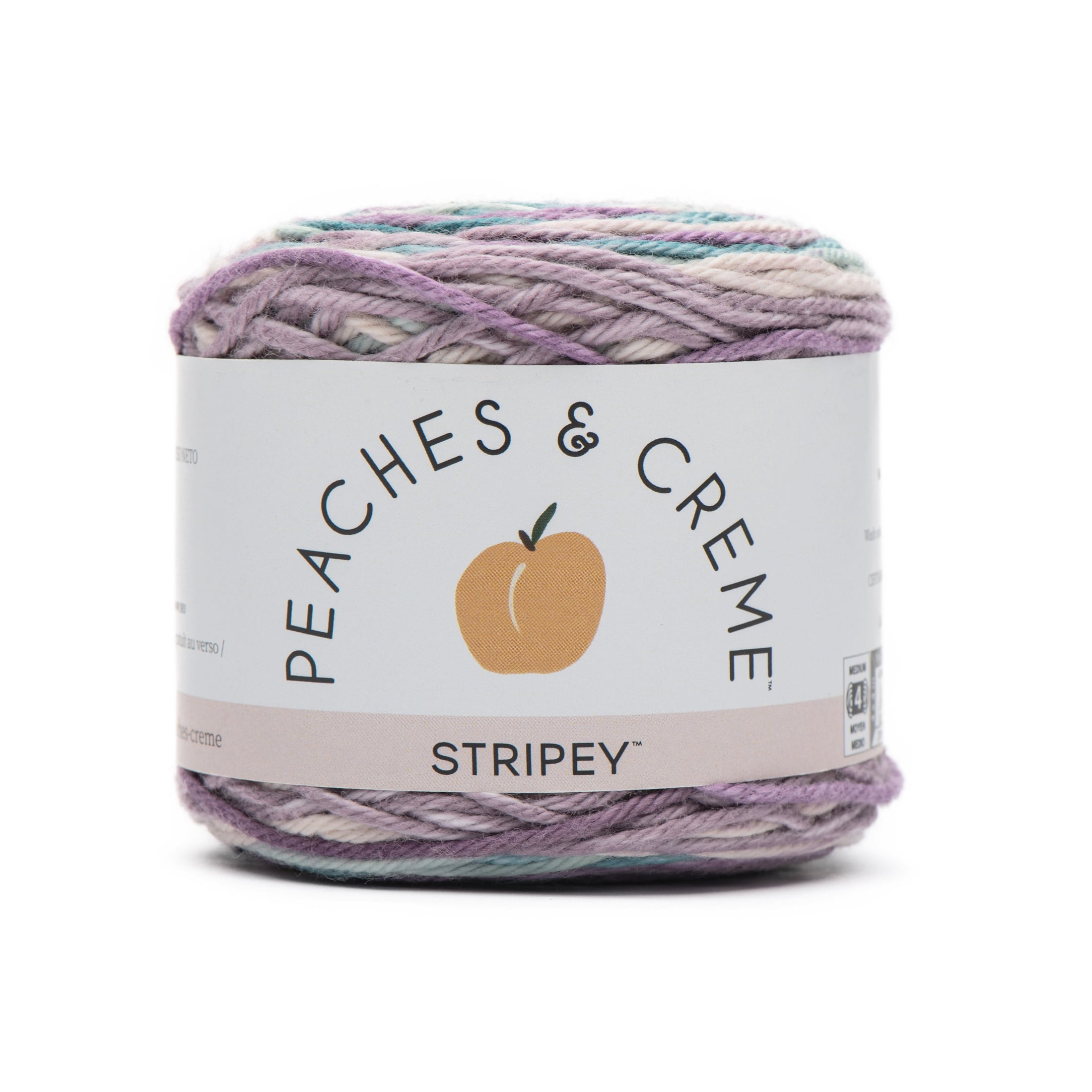 Peaches & Creme Stripey 4 Medium Cotton Yarn, Lavender Meadow 2oz/56.7g, 102 Yards