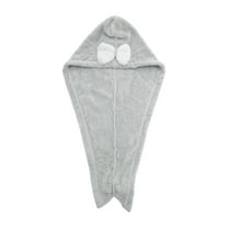 Unique Bargains 1 Pc Water-absorbent Double Bow Hair Towel for Bathroom Gray Coral Fleece