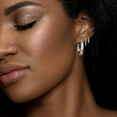 thumbnail image 3 of Lancharmed Silver Plated Cute Earrings for Womens,Irregular Geometric Hoops Earring Friend Gifts for Women, 3 of 7