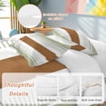 thumbnail image 2 of 3 Piece Sage Green Farmhouse Duvet Cover Set California King, Microfiber Comforter/Quilt Cover with Corner Ties and 2 Pillowcases, Green Brown Striped All Season Soft Bedding with Zipper Closure, 2 of 8